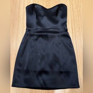 TEN BY BABATON Elegant Black Satin Strapless Dress